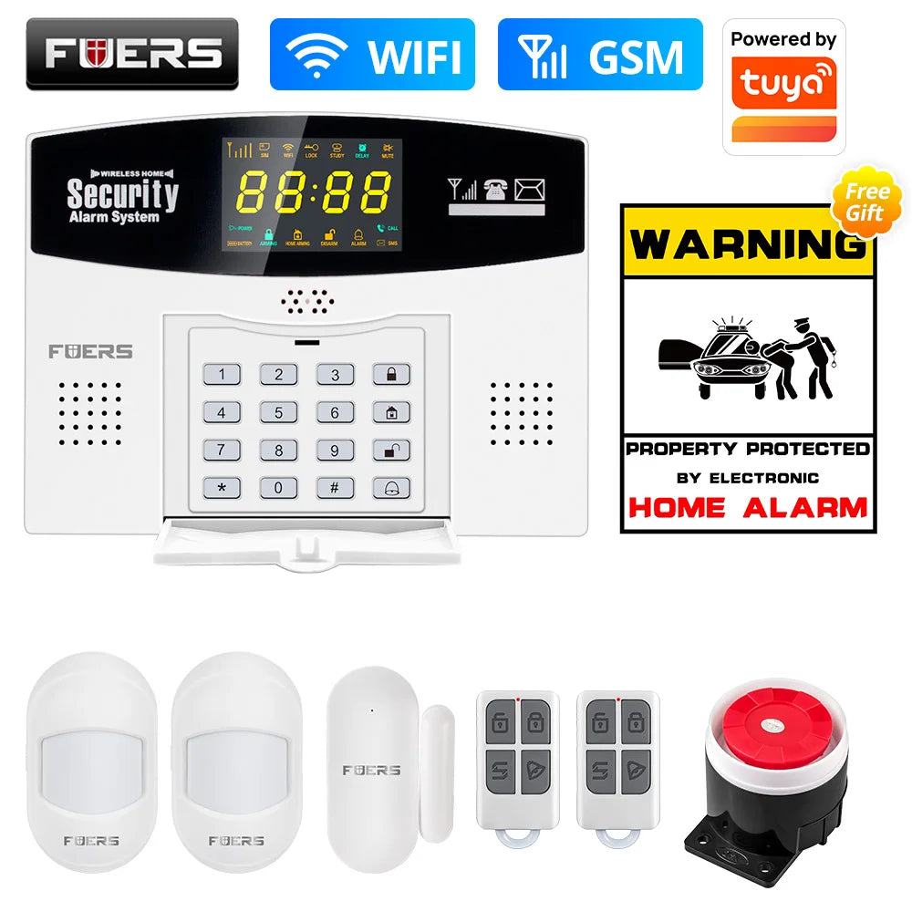Fuers WIFI 4G 2G GSM Alarm System work with Tuya SmartBurglar Alarm Wireless Wired Security Zone Link Alexa Google Motion Sensor