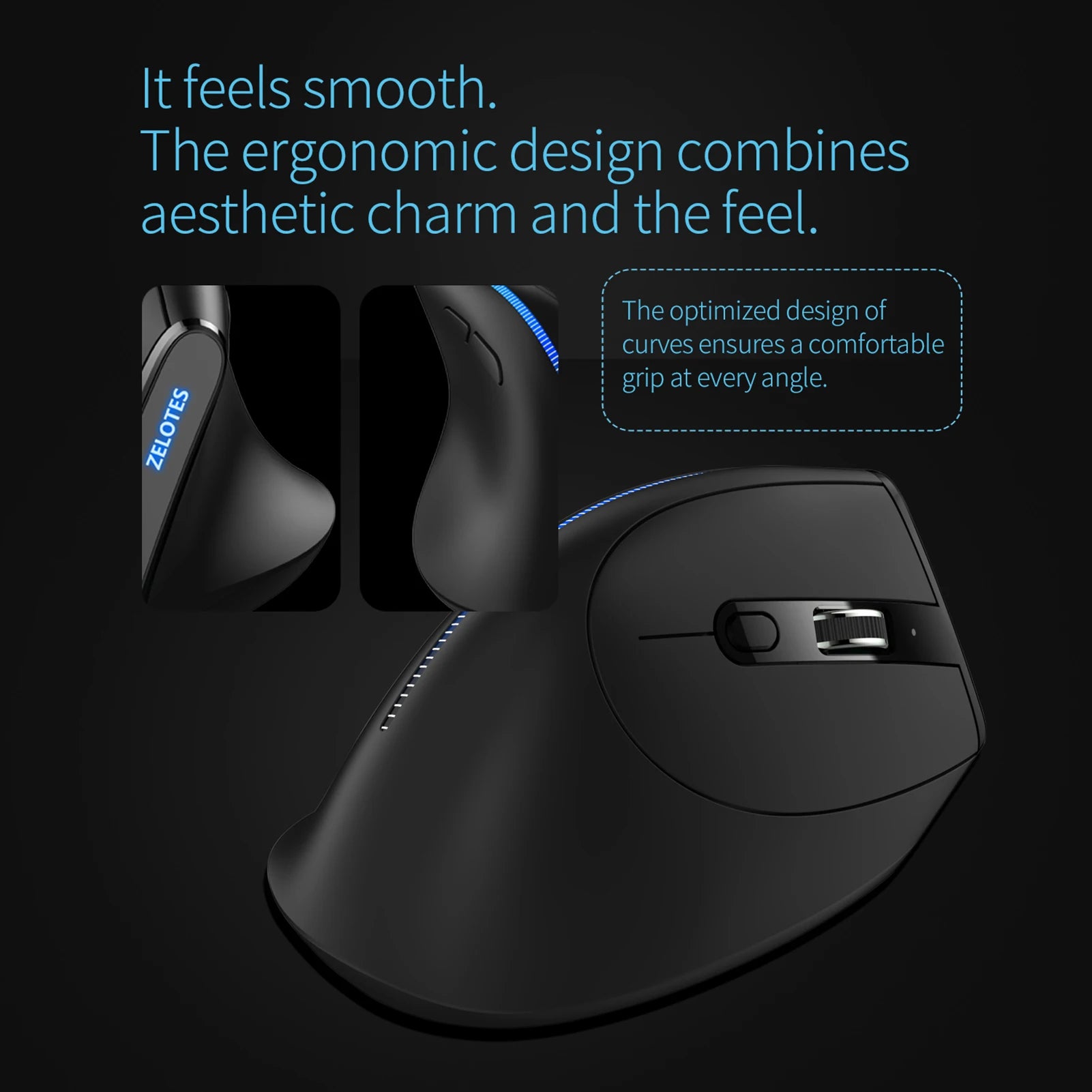 ZELOTES F-36A 2.4G Wireless Mouse Charging Blu-ray 6-button Optical mouse 3 level DPI black mouse