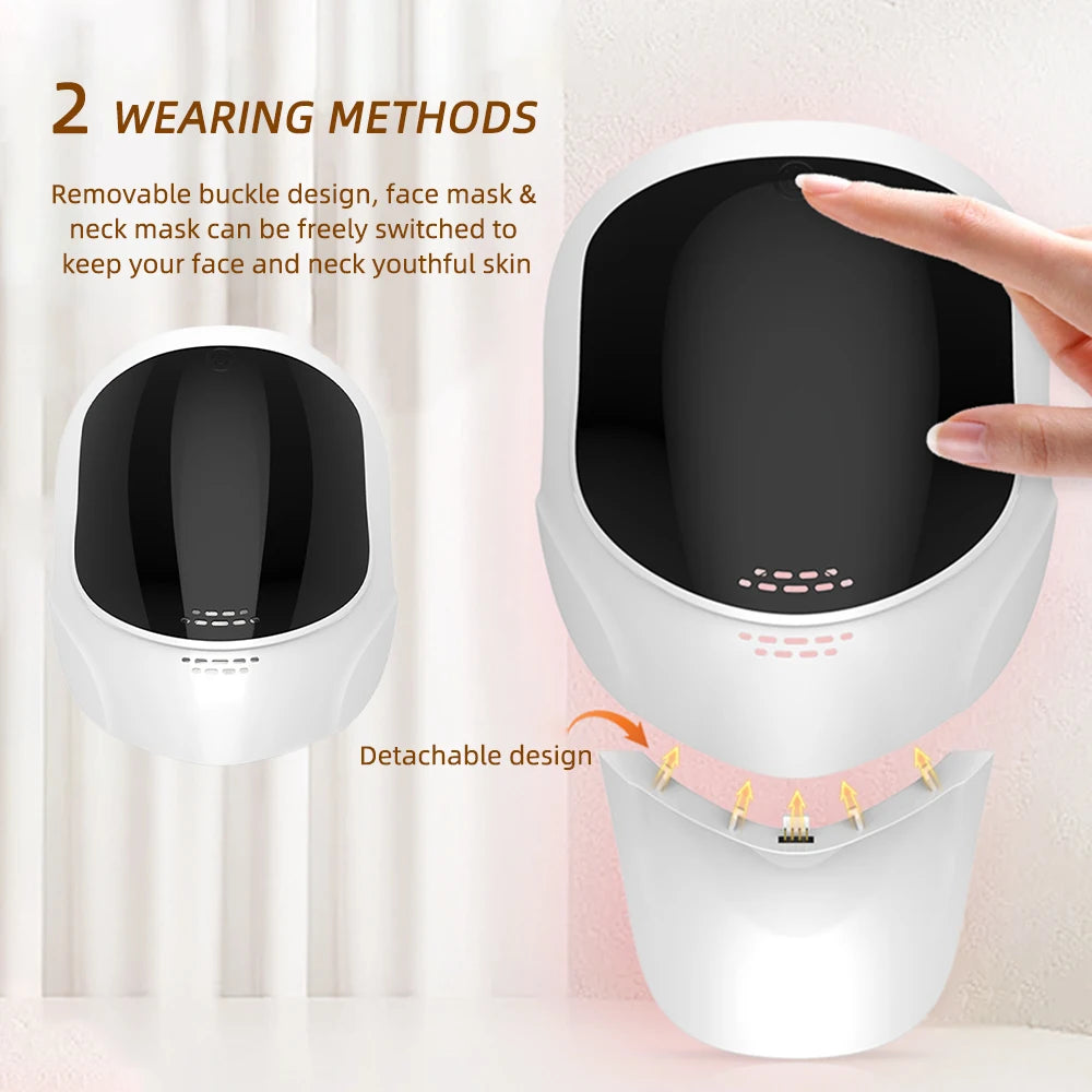 White LED beauty mask with a detachable neck piece shown on a light background.
