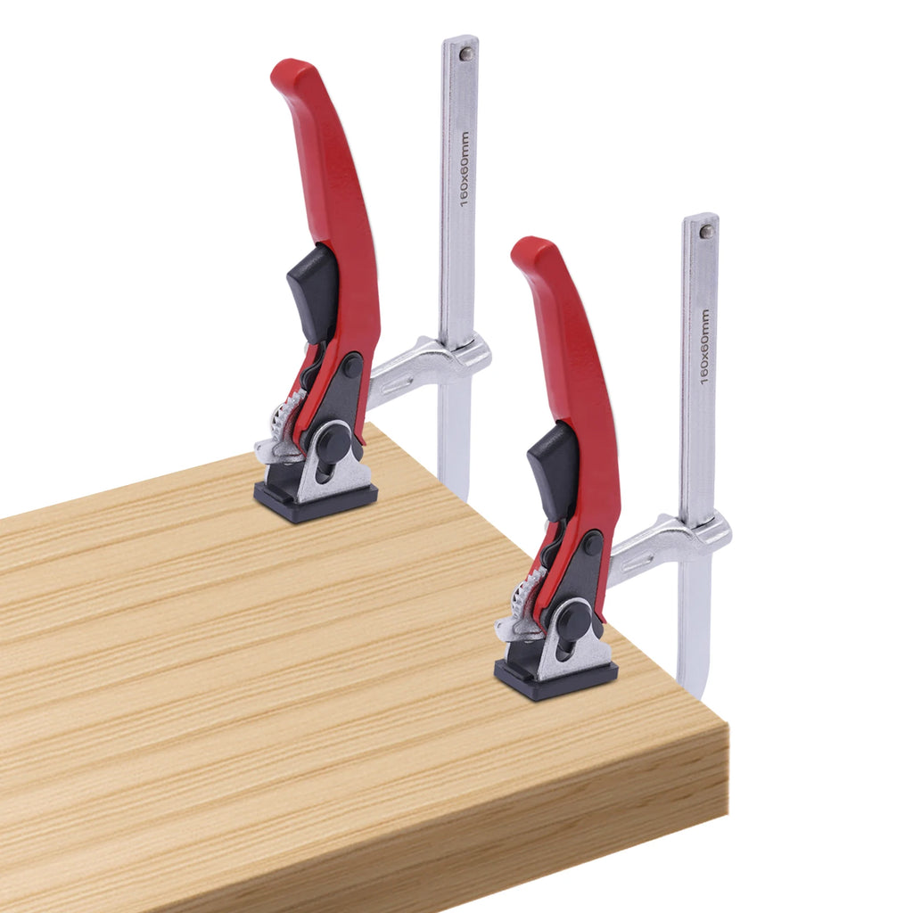 2PCS 160*60mm/200*60mm Quick Ratchet Track Saw Guide Rail Clamp Alloy Steel Woodworking MFT Clamp Guide Rail System Hand Tools