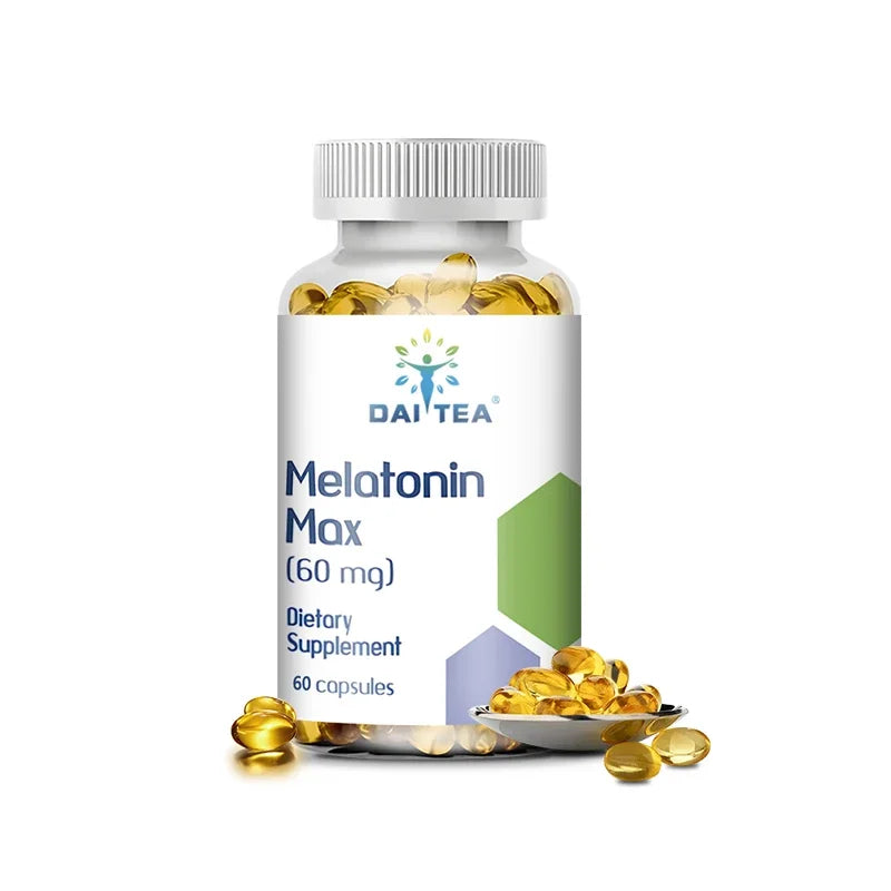 60 Mg Extra Strength Melatonin MAX - Eye Support, Deep Sleep, Natural Sleep - 100% Additive Free, Vegan, Non-GMO, Gluten Free