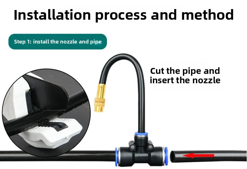 8mm PE Pipe Universal Automatic Irrigation Sprinkler Kit Rotating Copper Nozzle Watering Irrigation Patio Misting Cooling System