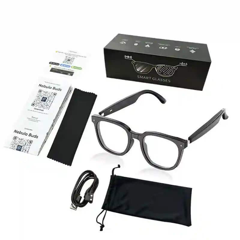 AI Intelligent Translation Glasses with Real-Time Spatial Audio Tech Black Transparent Tidesmit