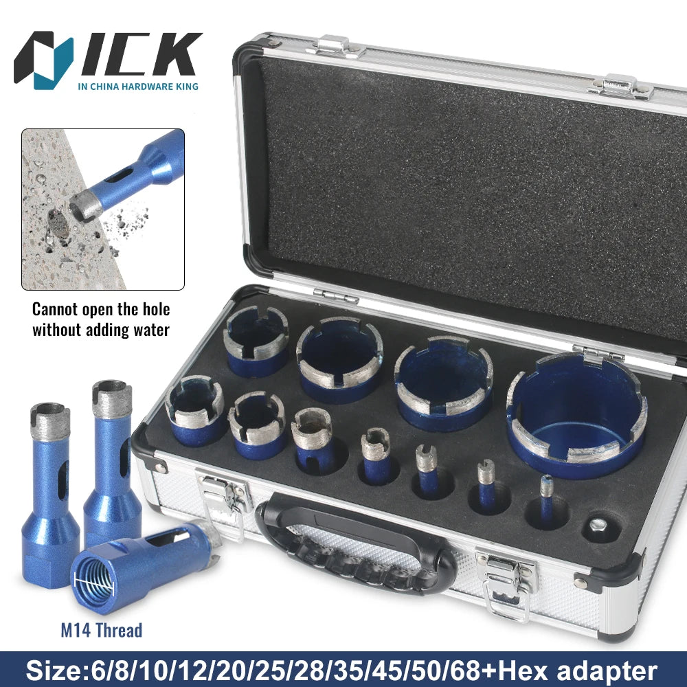 M14 Sintering Core Bit Diamond Hole Saw Porcelain Marble Granite Brick Tile Ceramic Concrete Crown Drill Bits 8/12/13Pcs