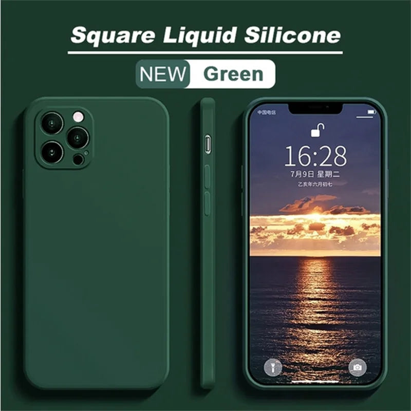 iPhone 15 Pro Silicone Case – Shock-Absorbing Slim Fit Cover Dark Green Tidesmit