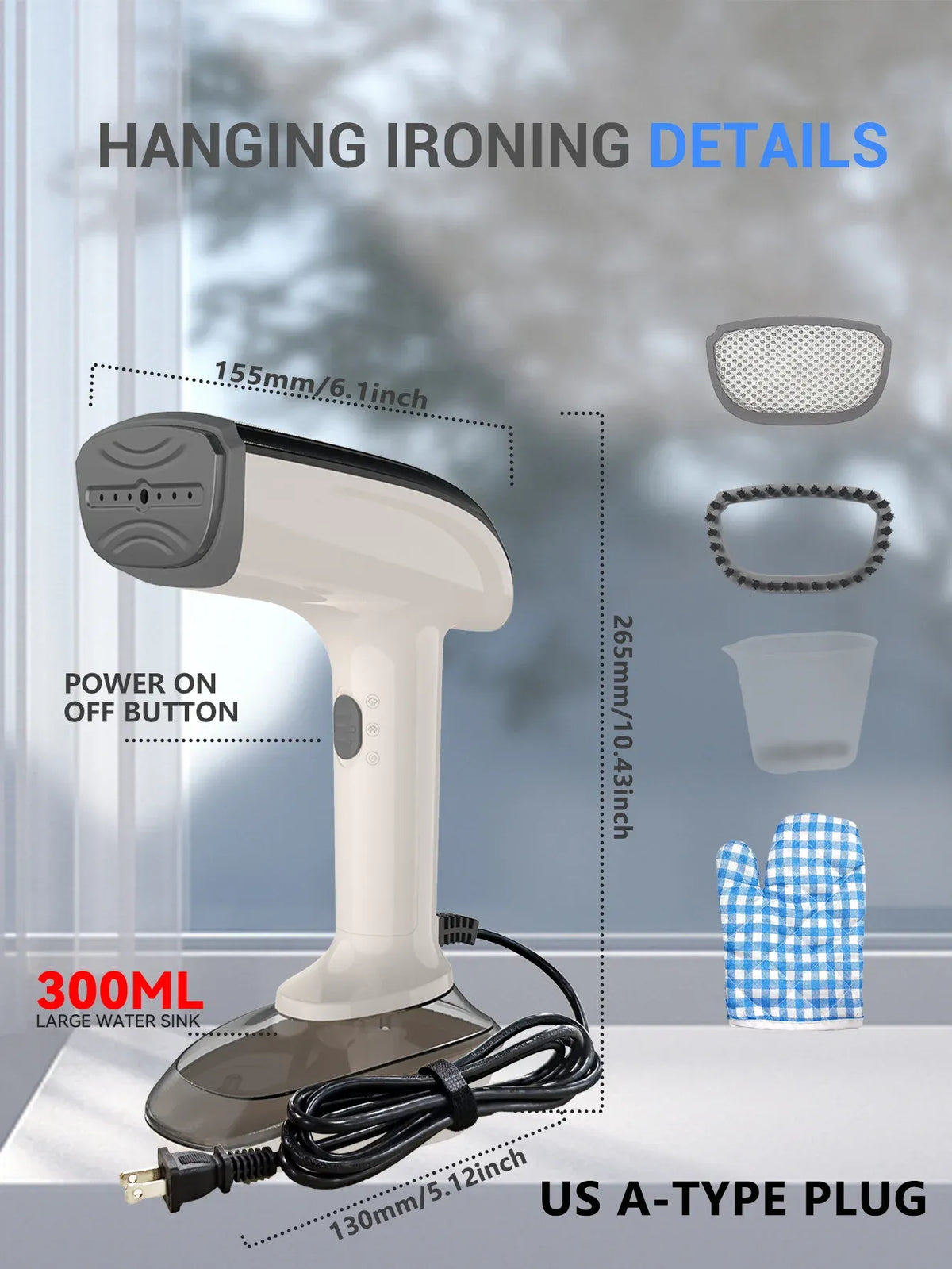 Tidesmit Handheld Garment Steamer 1200W 300ml US Plug