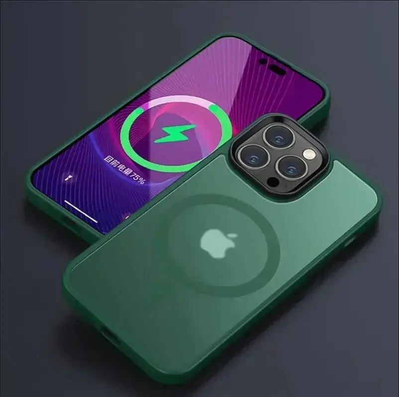 Magnetic iPhone Case with Wireless Charging & Military-Grade Drop Protection DarkGreen Tidesmit