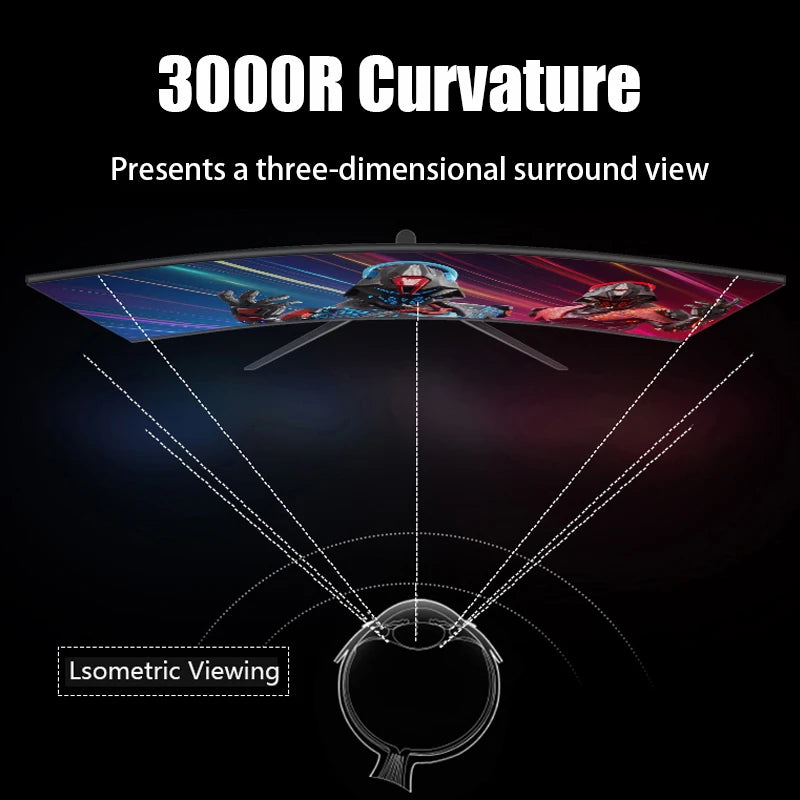 FYHXele 24" Curved FHD 1ms VA Gaming Monitor 180Hz (HDMI165Hz/DP180Hz) Speaker VESA