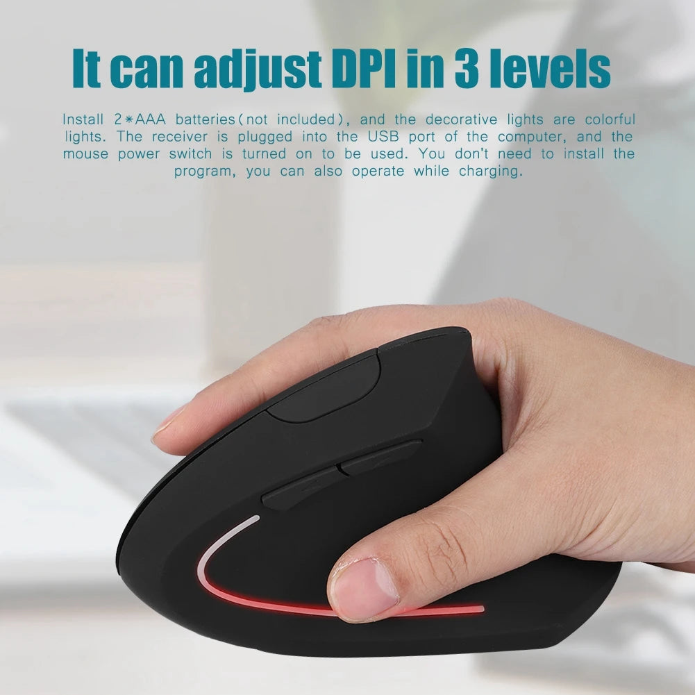 Left Handed 2.4GHz Wireless Optical Mouse USB Ergonomic Vertical Optical Mouse for PC Computer Laptop
