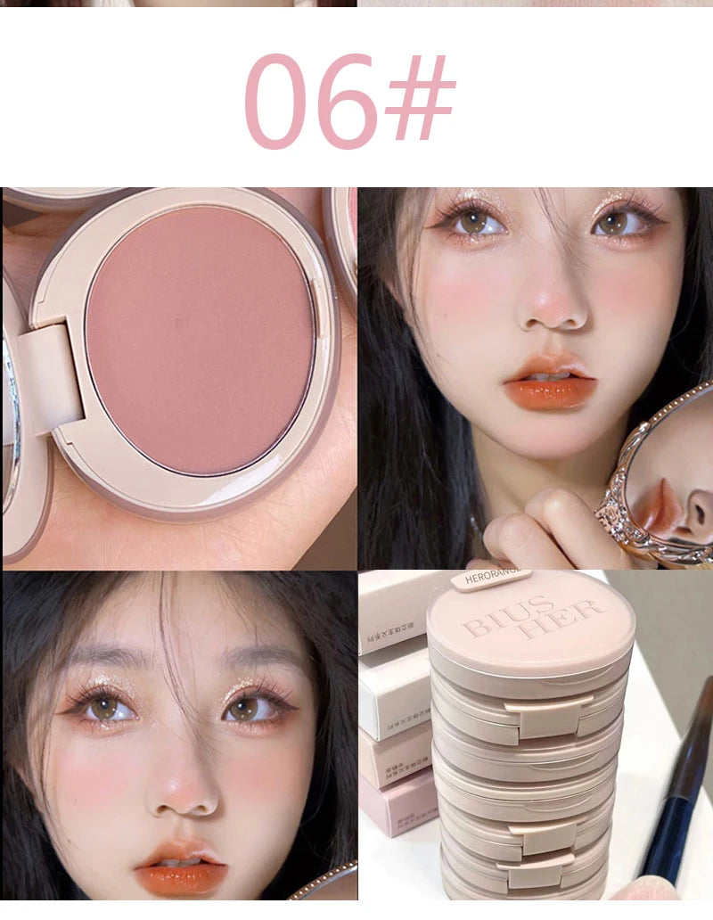 Tidesmit HERORANGEHR526 monochromatic blush swatch showing long-wear waterproof face makeup in six vibrant shades