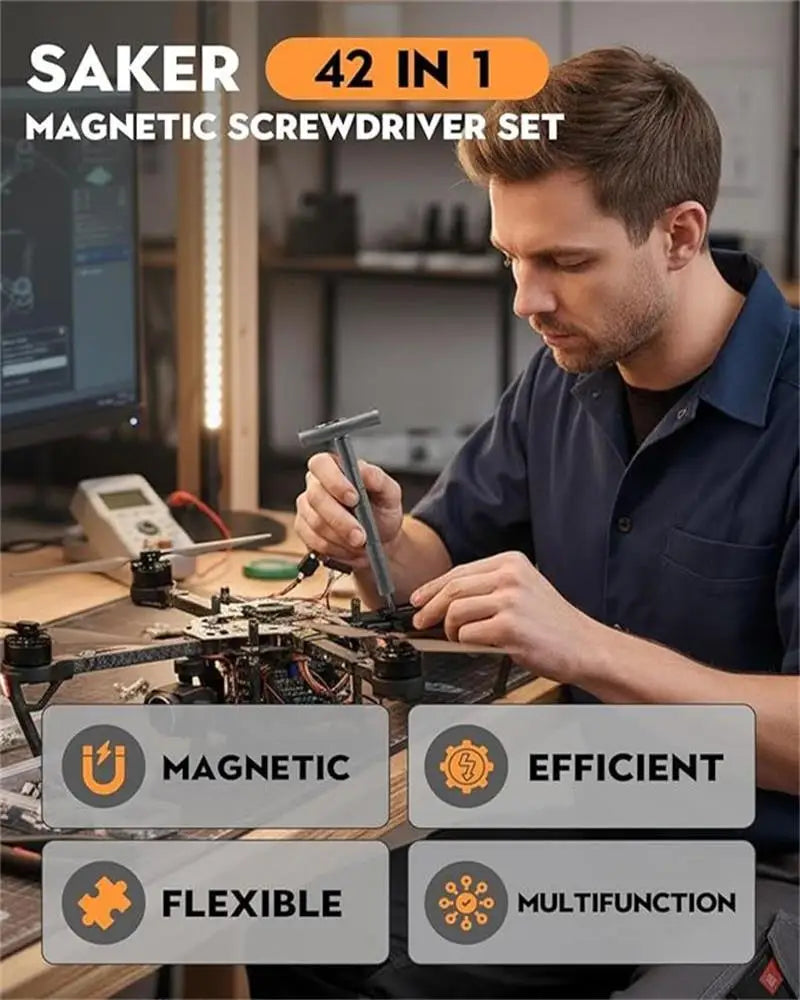 42 in 1 Magnetic Screwdriver Set, Multi Bit Ratchet Driver Portable Repair Tool Kit for Furniture, Computer, Bicycle, DIY