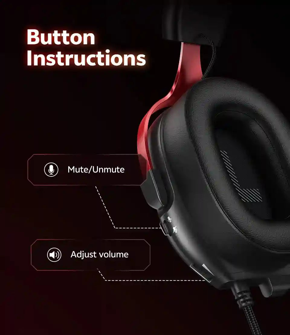 Wired Gaming Headset 7.1 Surround Sound - Ergonomic Over-Ear Black Tidesmit