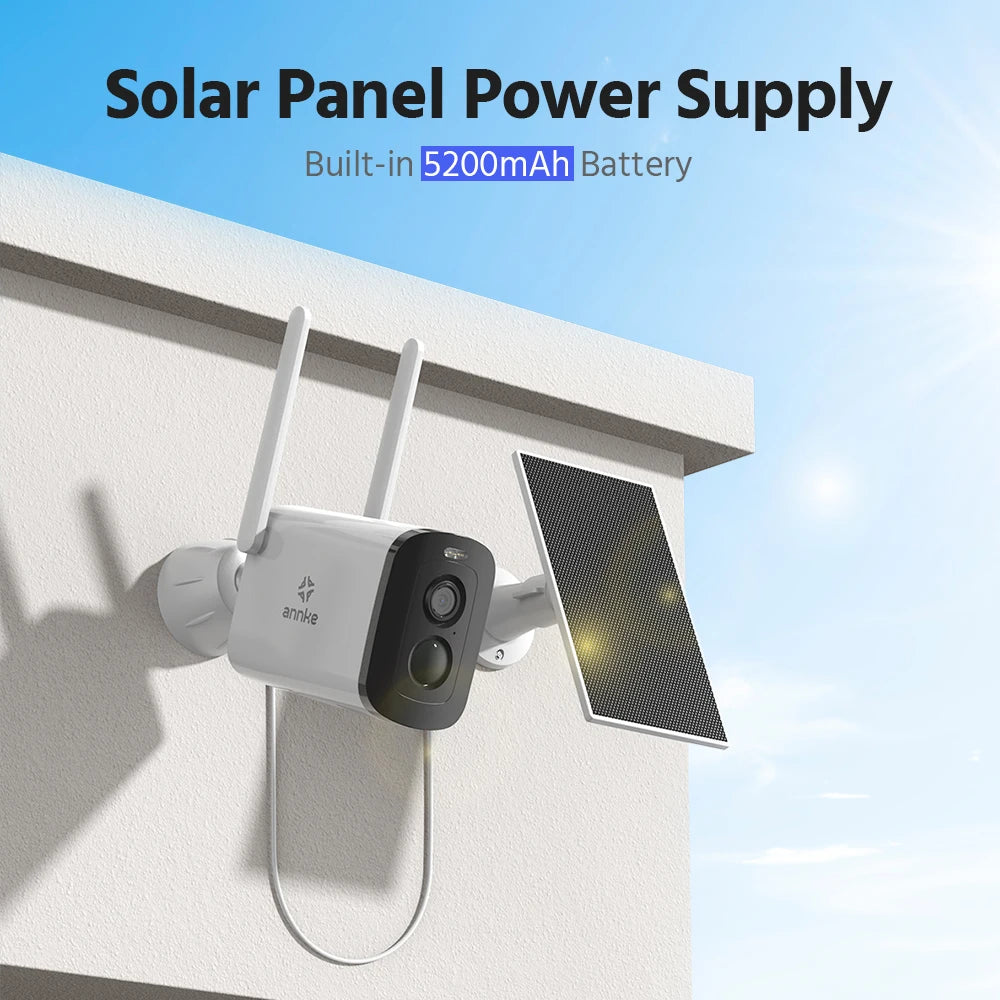 Annke 4MP solar security cameras 4CH Wireless NVR 4mm color night vision camera battery Audio 2.4G 5.8G dual-band WIFI Camera