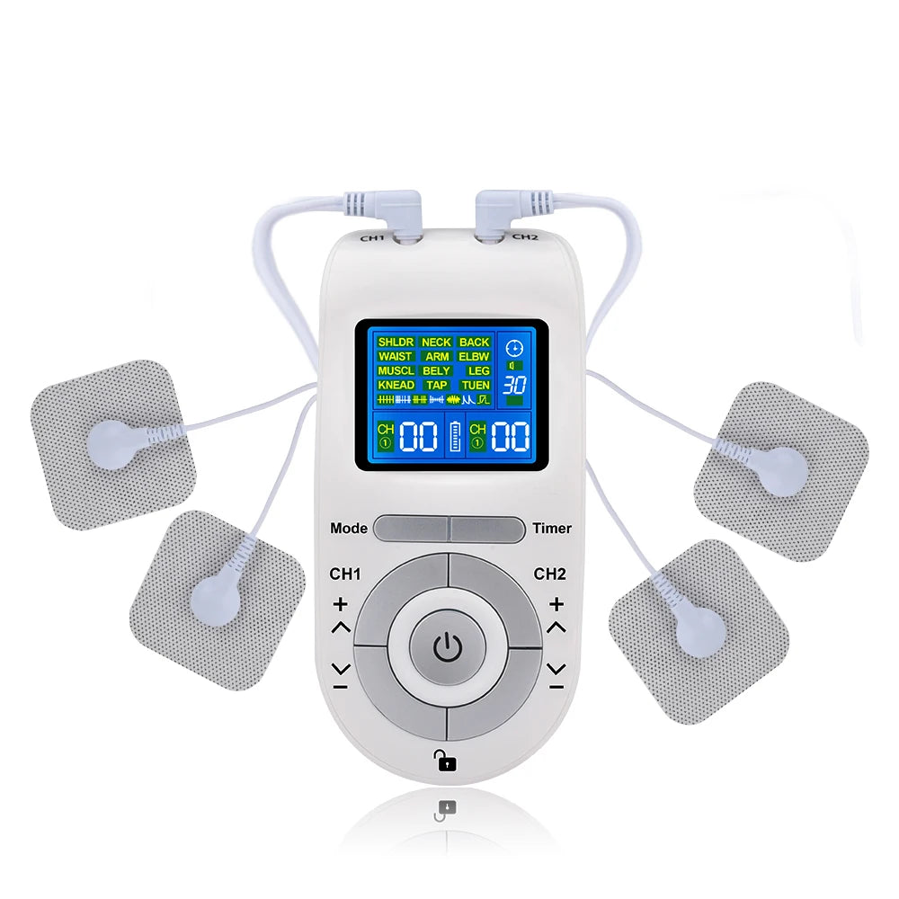 Electric TENS Muscle Stimulator - 4-Mode Portable Massager White Back Massage Instrument Tidesmit