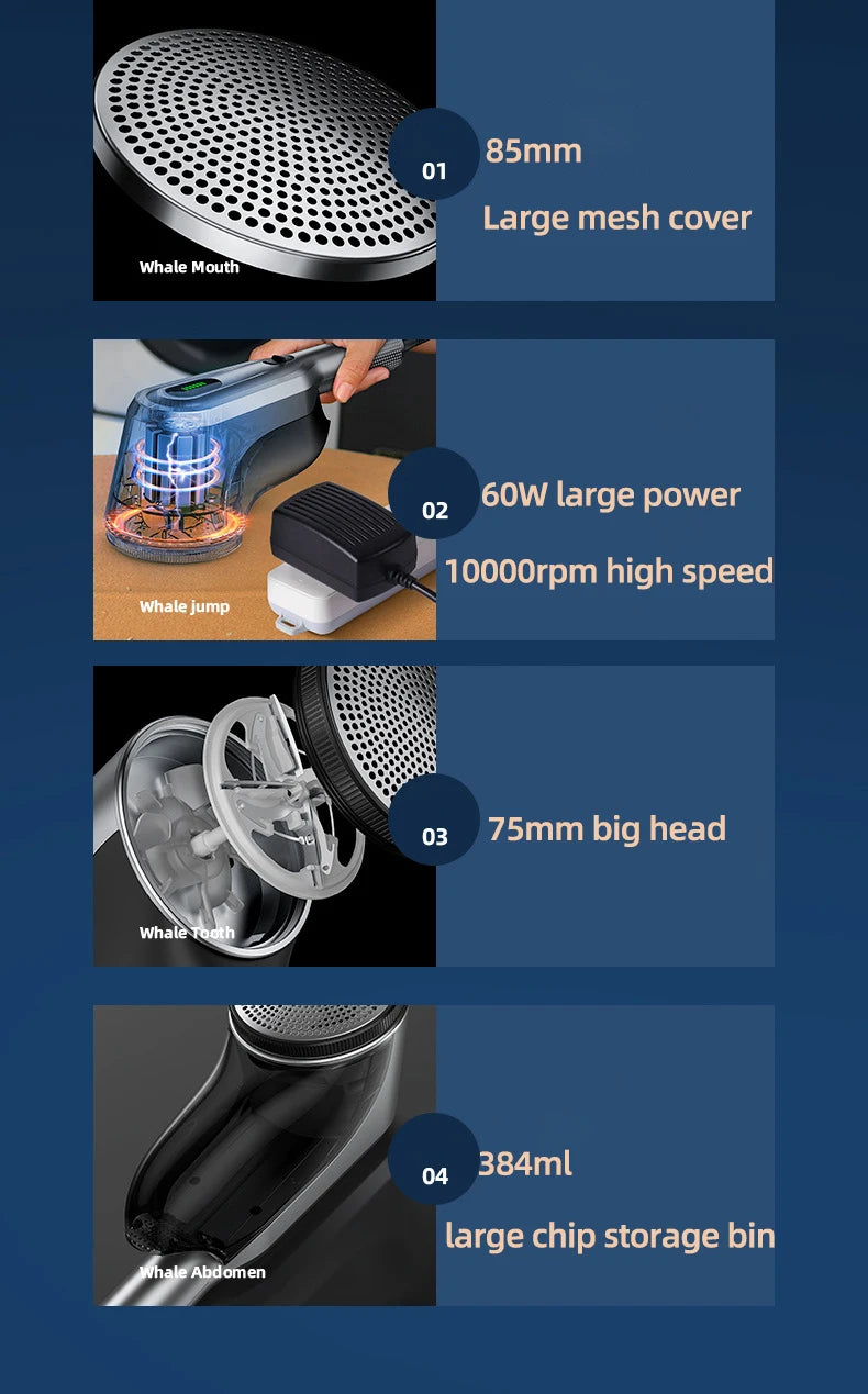Tidesmit 60W commercial electric lint remover showing precision shaving head for professional clothes care