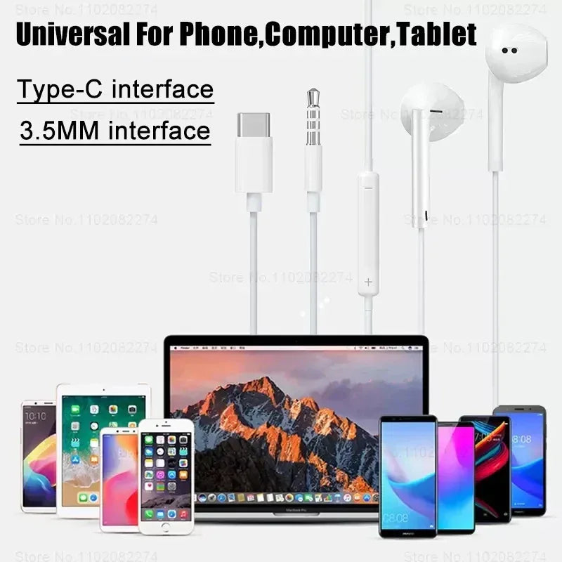 Tidesmit USB-C Wired Earbuds with Noise Isolation for Android Tidesmit