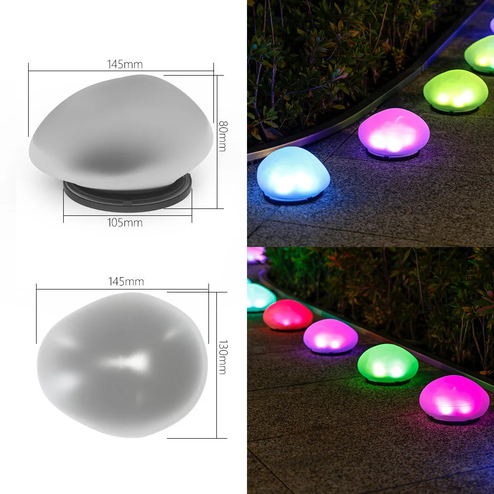 Solar Stone Light Frosted Glass Ground Lamp Outdoor Waterproof Lantern for Garden Green Light Lawn Courtyard Decorative Lamp