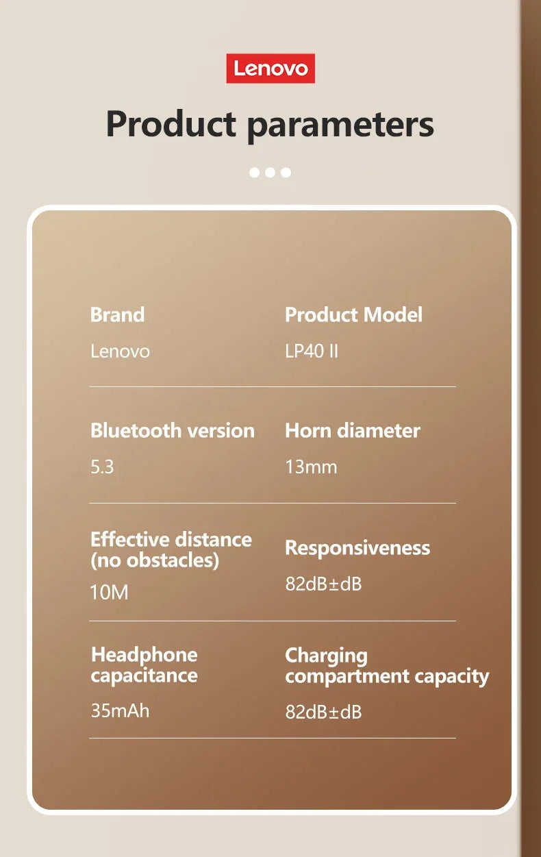 Lenovo LP40 II TWS Wireless Bluetooth Earphones by Tidesmit Tidesmit
