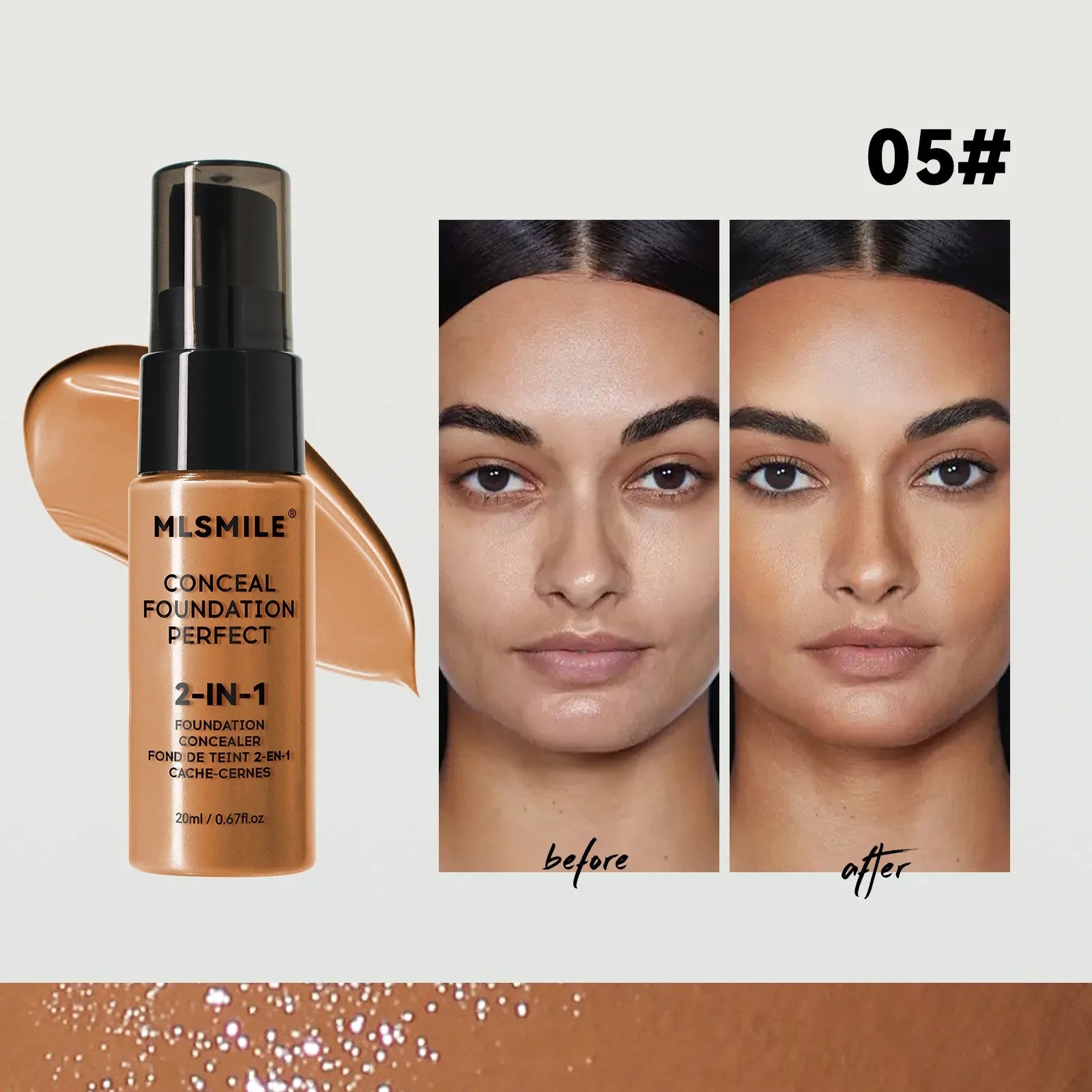 Tidesmit matte liquid foundation texture close-up for oil control long-lasting natural face base makeup