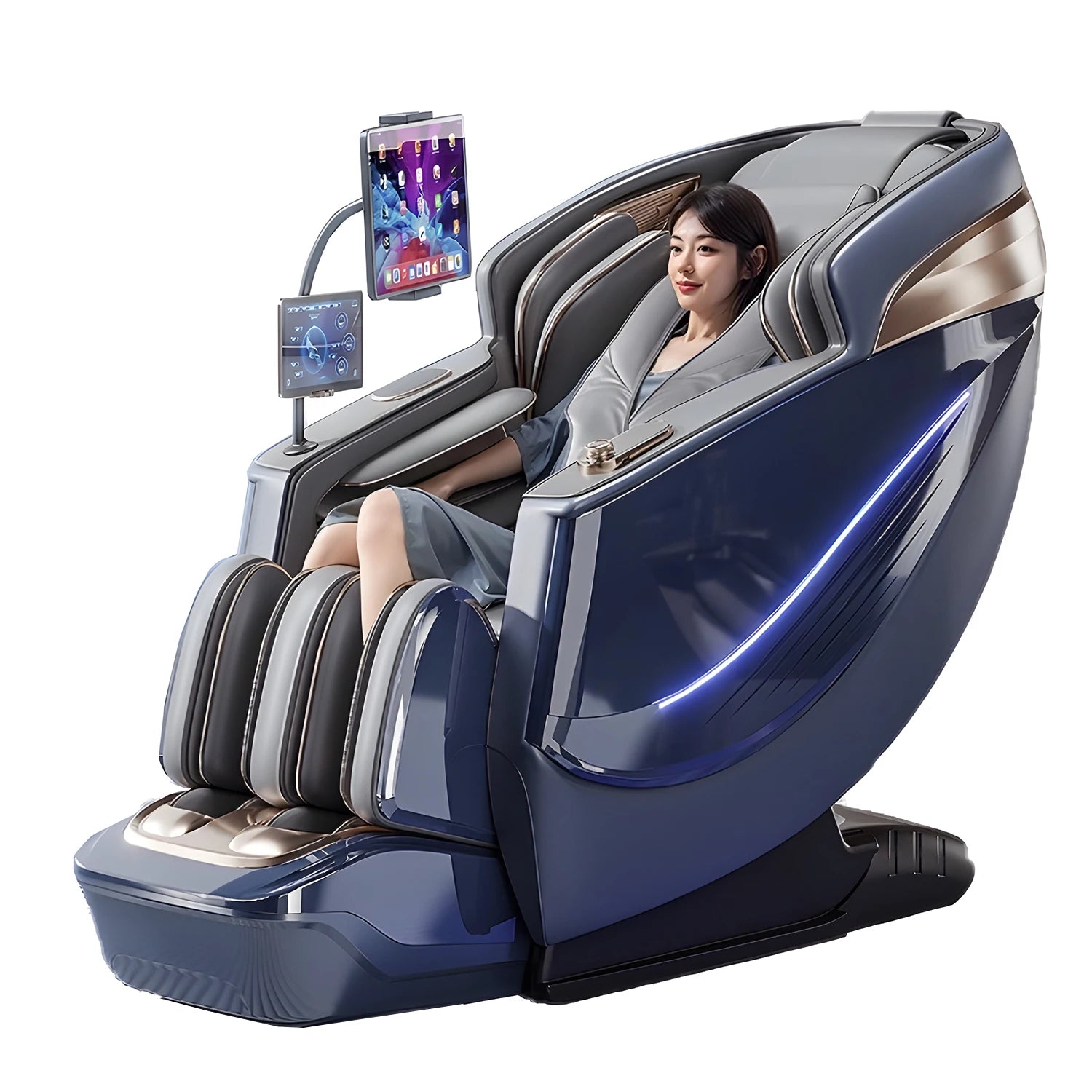Zero Gravity SL-Track Massage Chair - Full Body Muscle Relief White/Blue Massage Chairs Blue China Mainland Tidesmit