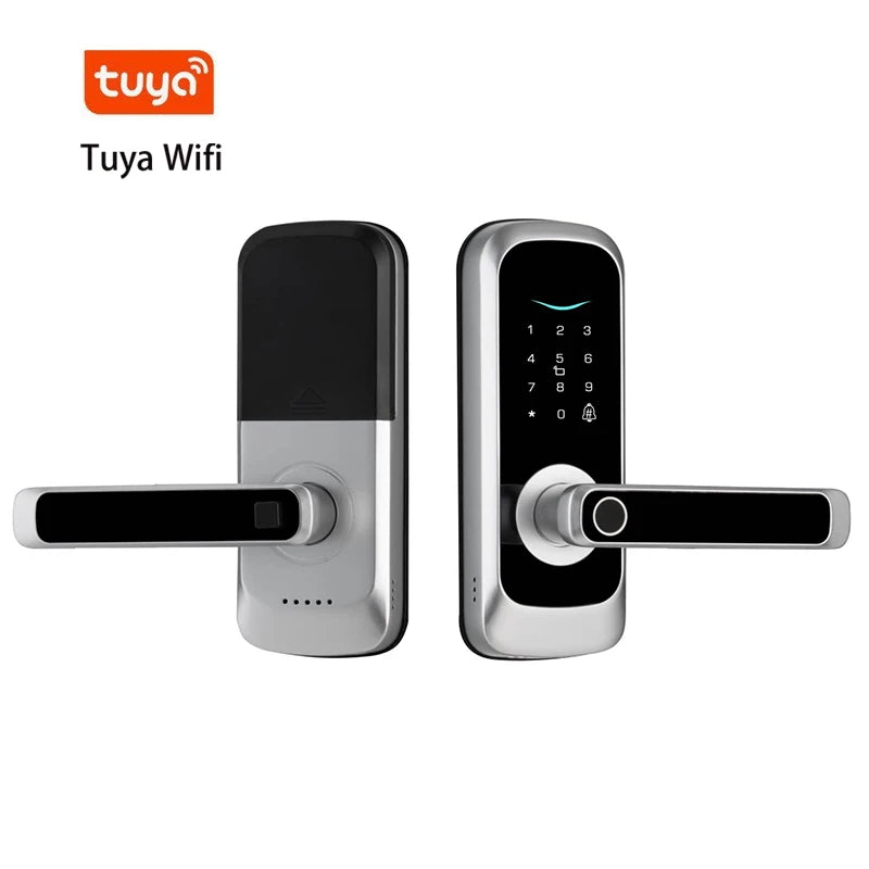 Keypad Door Lock With Handle Fingerprint Door Lock Smart Doorbell Cat eye Peephole Camera Tuya Wifi App Door Locks For Bedrooms