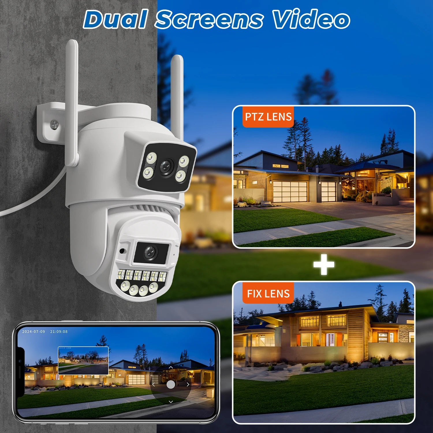 10MP 5K IP Camera Dual Lens 5GHz WIFI PTZ Outdoor Wireless Surveillance Camera Auto Tracking Night Vision Home Security Monitor