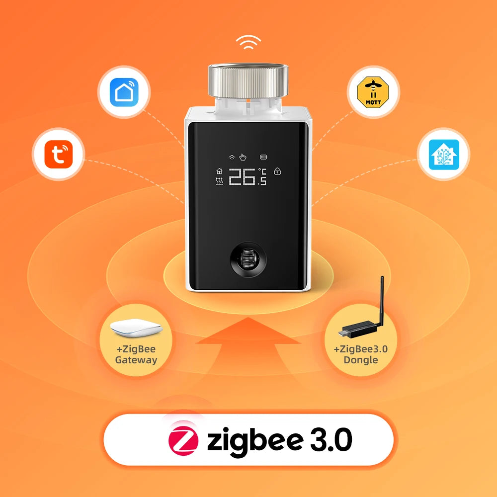 AVATTO ZigBee 3.0 Smart Thermostat Radiator Actuator,TRV Thermostatic Valve Controller Support Tuya Alexa Google Home Alice
