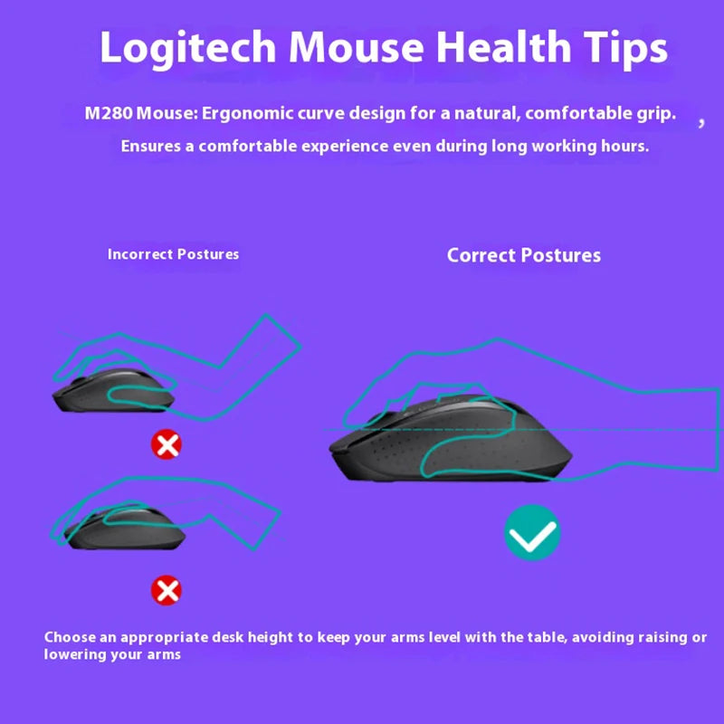 Logitech M280 Wireless Mouse Laptop Business Office Mouse Ergonomic Mouse USB Comfortable Colorful with Wireless 2.4G Receiver
