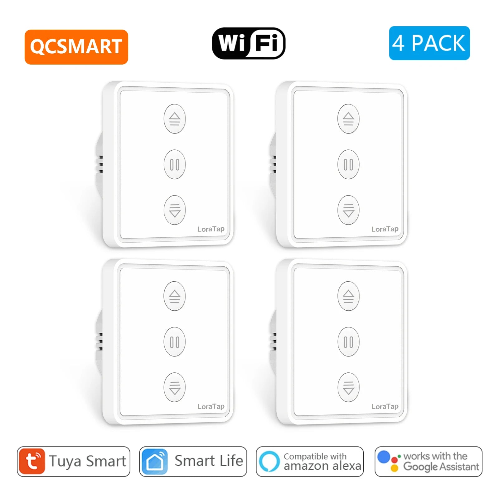 Smart Curtain Switch for Tuya Blinds with Precise Percentage Control 4 PACK Tidesmit