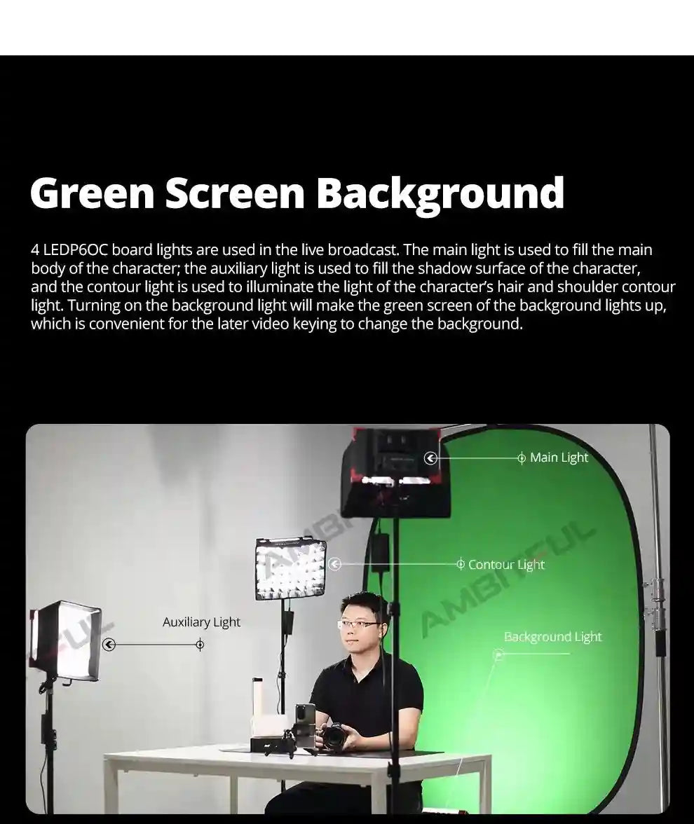 60W LED Video Light Panel | Adjustable Color Temperature Studio Kit Tidesmit