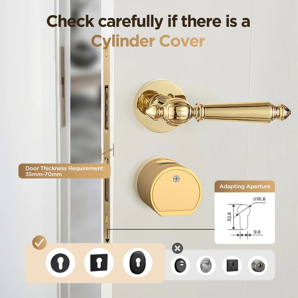 Viladepot Smart Lock Cylinder Fingerprint Door Lock TYPE-C Interface App Control Passcode ID Card Indoor