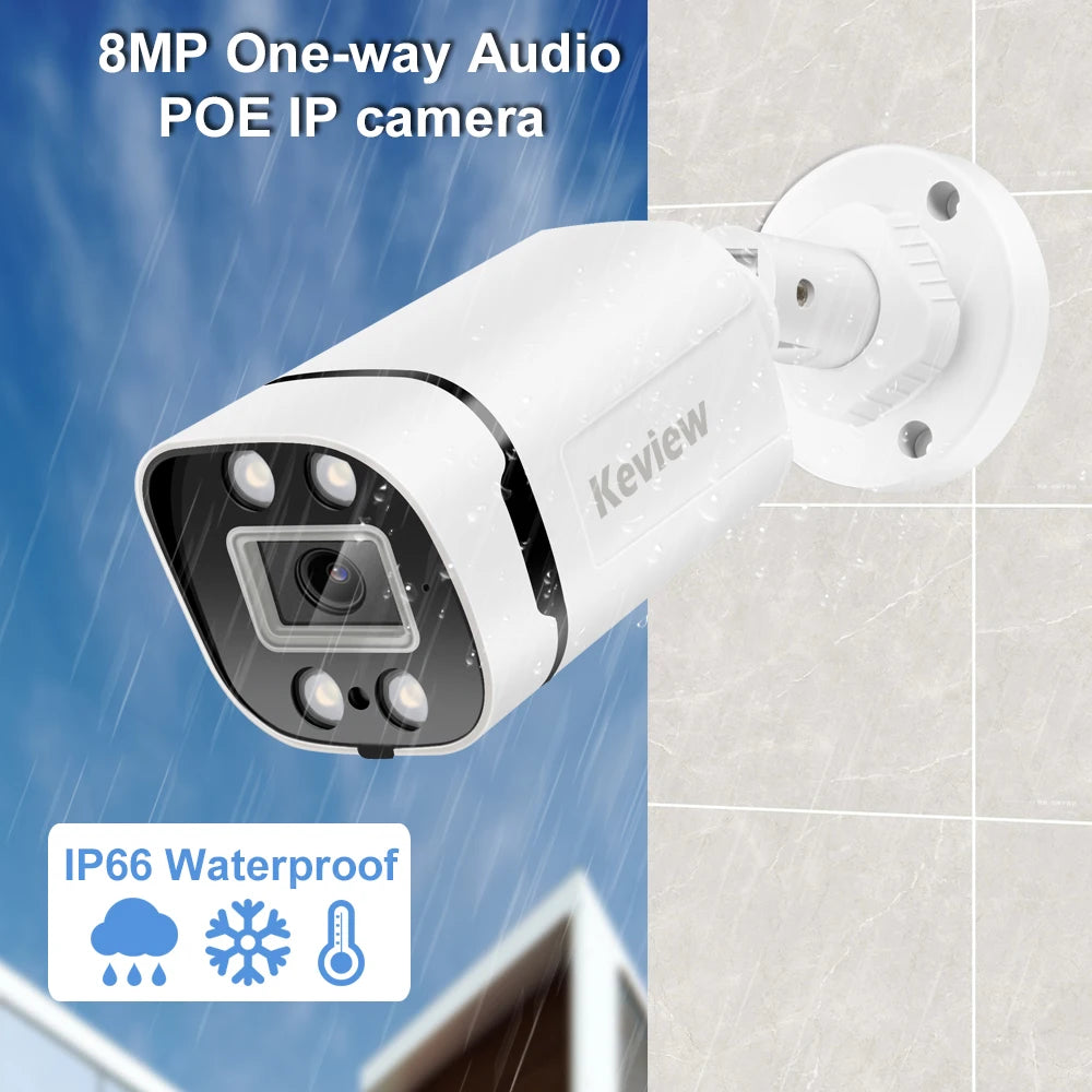 4K POE IP Camera Audio Outdoor 8MP 4MP POE/NOT POE H.265 Onvif Bullet CCTV Home 5MP Color Night Vision Security Camera