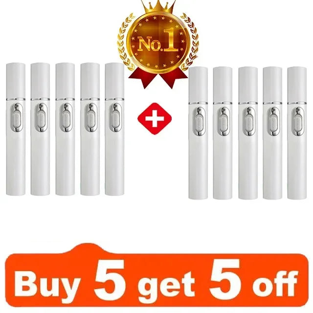 Set of 10 white electric plasma mole removal pens for skin tag, freckle, and spot treatment, home beauty device.