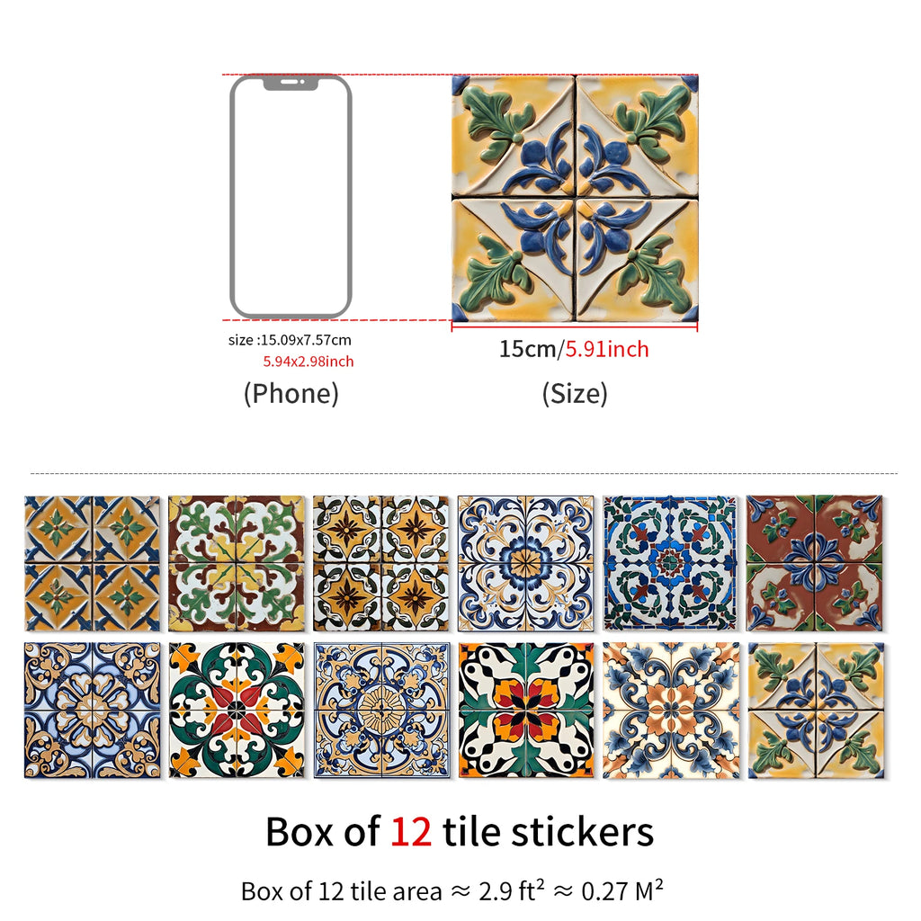 Classic Tile Self-adhesive Wallpaper, Waterproof Thickened PE Foam Wall Sticker for Bedroom, Bathroom, Kitchen, Tile Sticker
