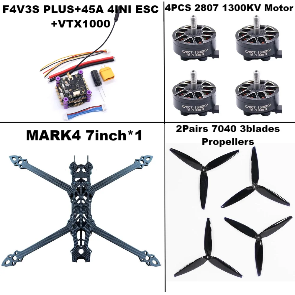 7-Inch FPV Racing Drone Kit with Carbon Fiber Frame - Tidesmit PLUS 45A Package I Tidesmit