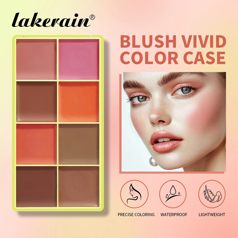 Tidesmit 8 color eyebrow cream highlighter palette in texture close-up showing matte and shimmer face makeup finishes