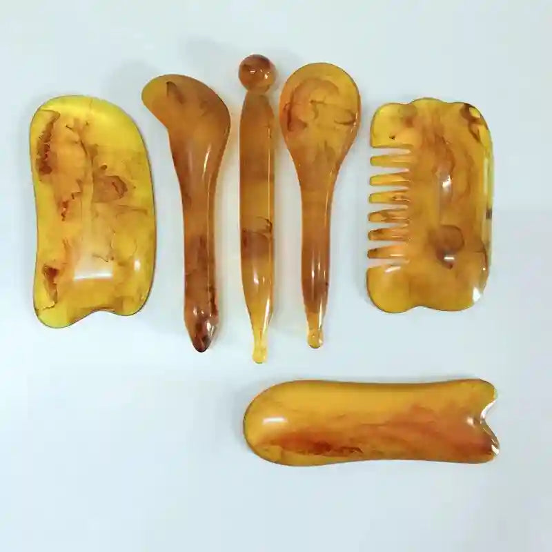 Gua Sha Scraping Tool Set 6-in-1 Face Body Massage Kit - Amber Eye Massage Instrument Tidesmit
