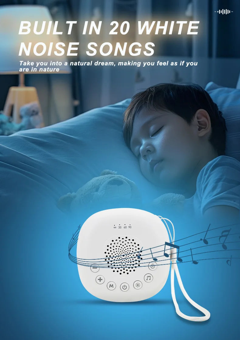 6/10/20Songs White Noise Sound Machine Portable Baby SleepMachine Soothing Sounds Volume Adjustable Builtin Rechargeable Battery