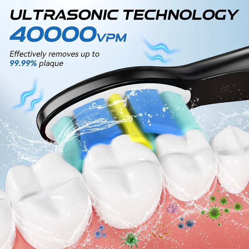 YUNCHi Y5 Sonic Electric Toothbrush Adult Timer Brush USB Rechargeable Electronic Tooth Brush Heads Replacement