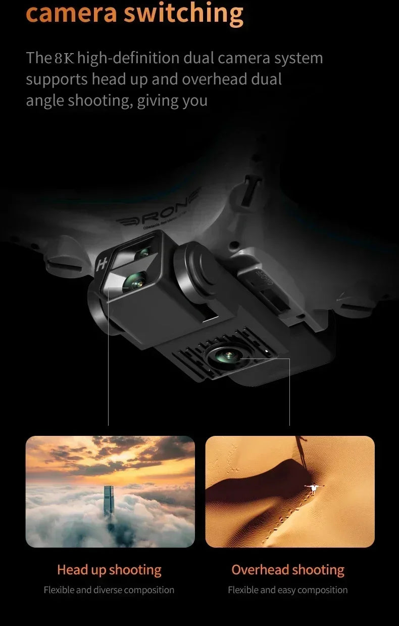 8K Camera Drone with Dual Lens Obstacle Avoidance - Foldable Quadcopter Tidesmit