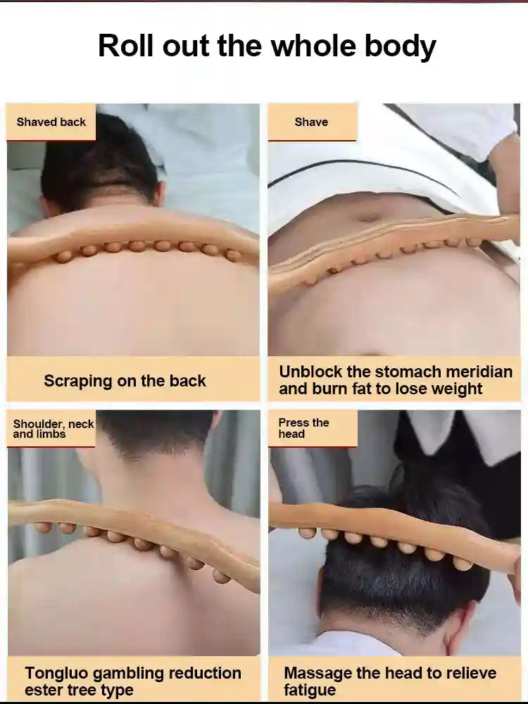 Wooden Gua Sha Massage Roller - Beech Wood Back Muscle Relief Tool Massage Roller Tidesmit