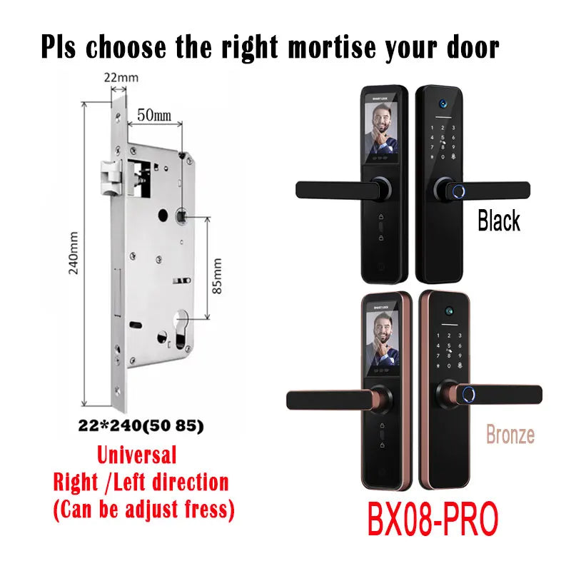 Tuya visual Wifi Digital Electronic Smart Fingerprint Door Lock With Biometric Camera intelligence Card Password Key Unlock