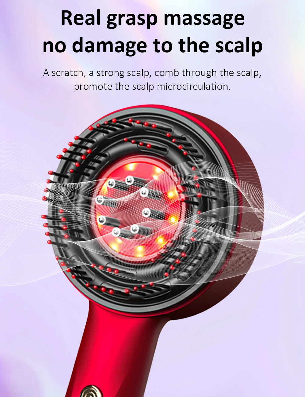 Electric Scalp Massager Comb for Hair Growth - Portable Red or Gray Device Relaxation Treatment Tidesmit