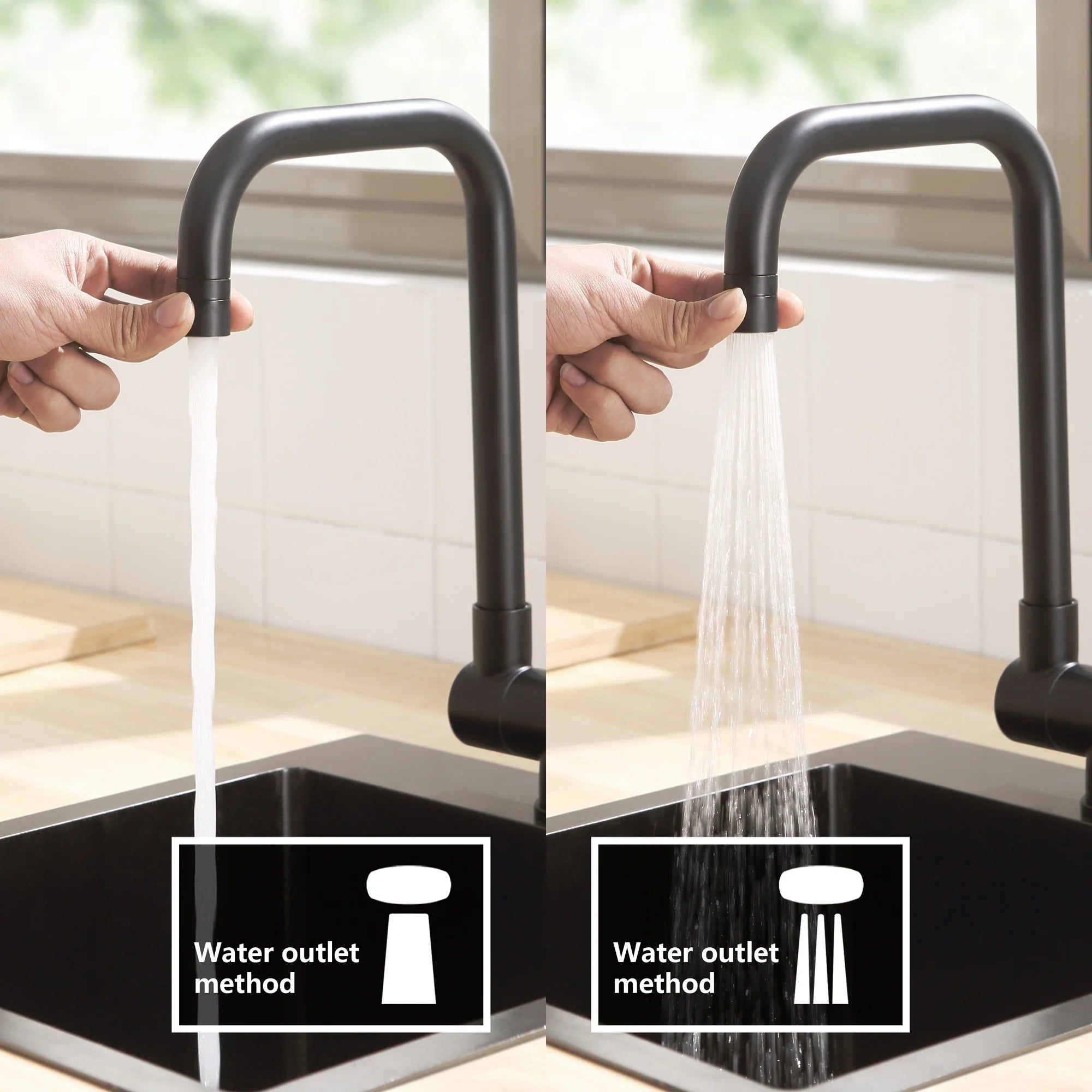 Foldable Kitchen Faucet with 2 Jets, Black 180° Foldable Kitchen Mixer Under the Window, 360° Swivel Foldable Tap, Foldable Mixer