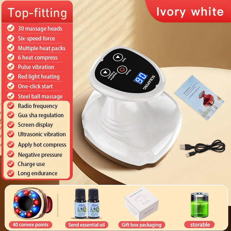 Electric Gua Sha Massager: Heated Cupping Therapy Tool for Home Spa Relaxation Treatment Tidesmit