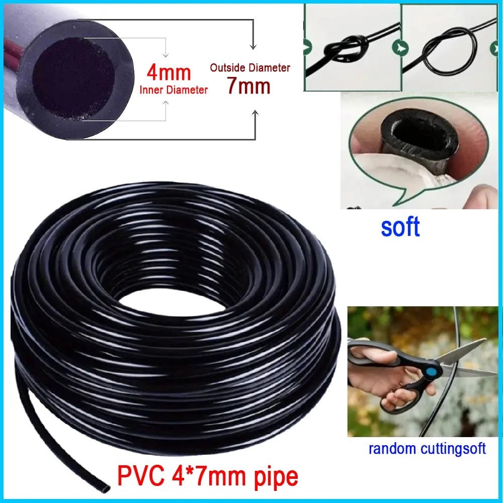 ZK Water Saving Drip Irrigation Kit, 8-Hole Drip Atomizing Nozzle, 4/7 Tubing, C Y Stake for Garden Farm Multi-Scenario Watering