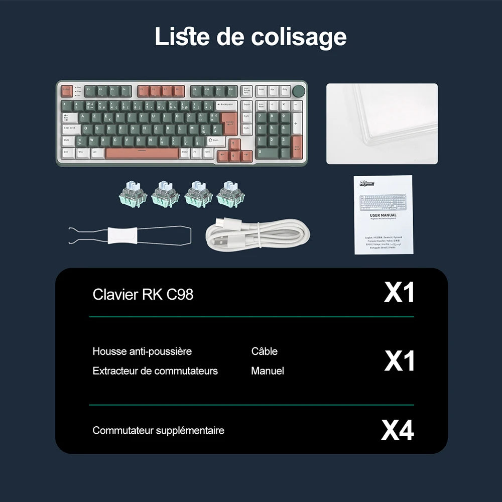 RK ROYAL KLUDGE RK C98 Magnetic Keyboard 0.01mm Rapid Trigg 8000HZ SOCD/Rs 0.125ms RGB Wired Mechanical Esports Gamer Keyboard