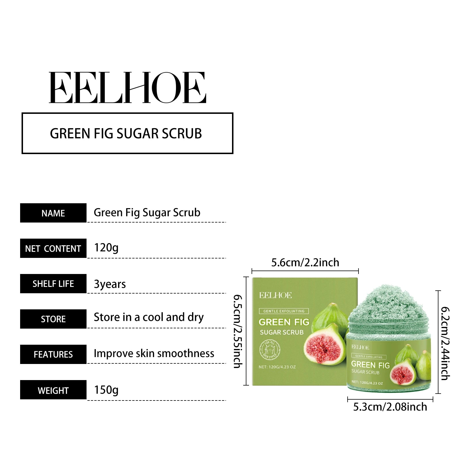 Fig Sugar Body Scrub Exfoliating Moisturizer - Natural Smoothing Care Scrubs Treatments Tidesmit