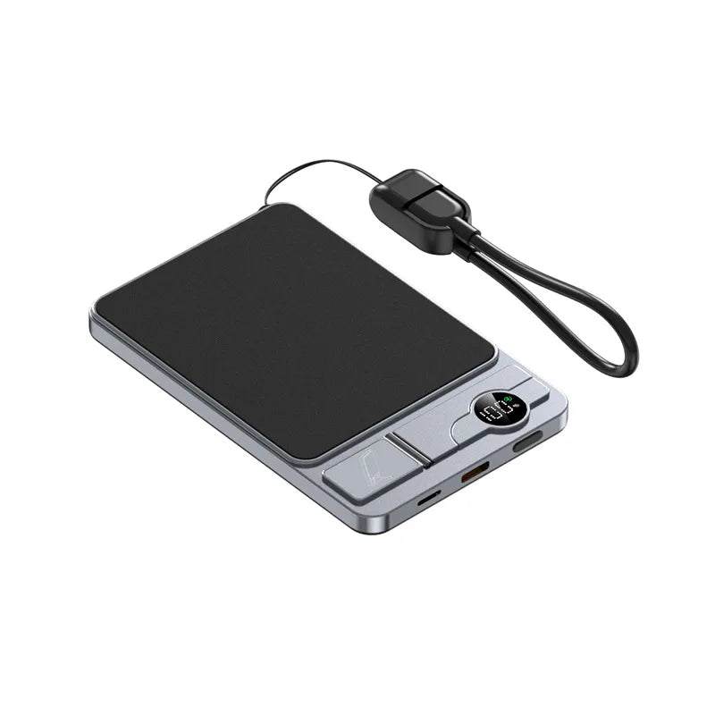 Magnetic Wireless Power Bank 10000mAh - Fast PD Charger for Travel Gray Tidesmit