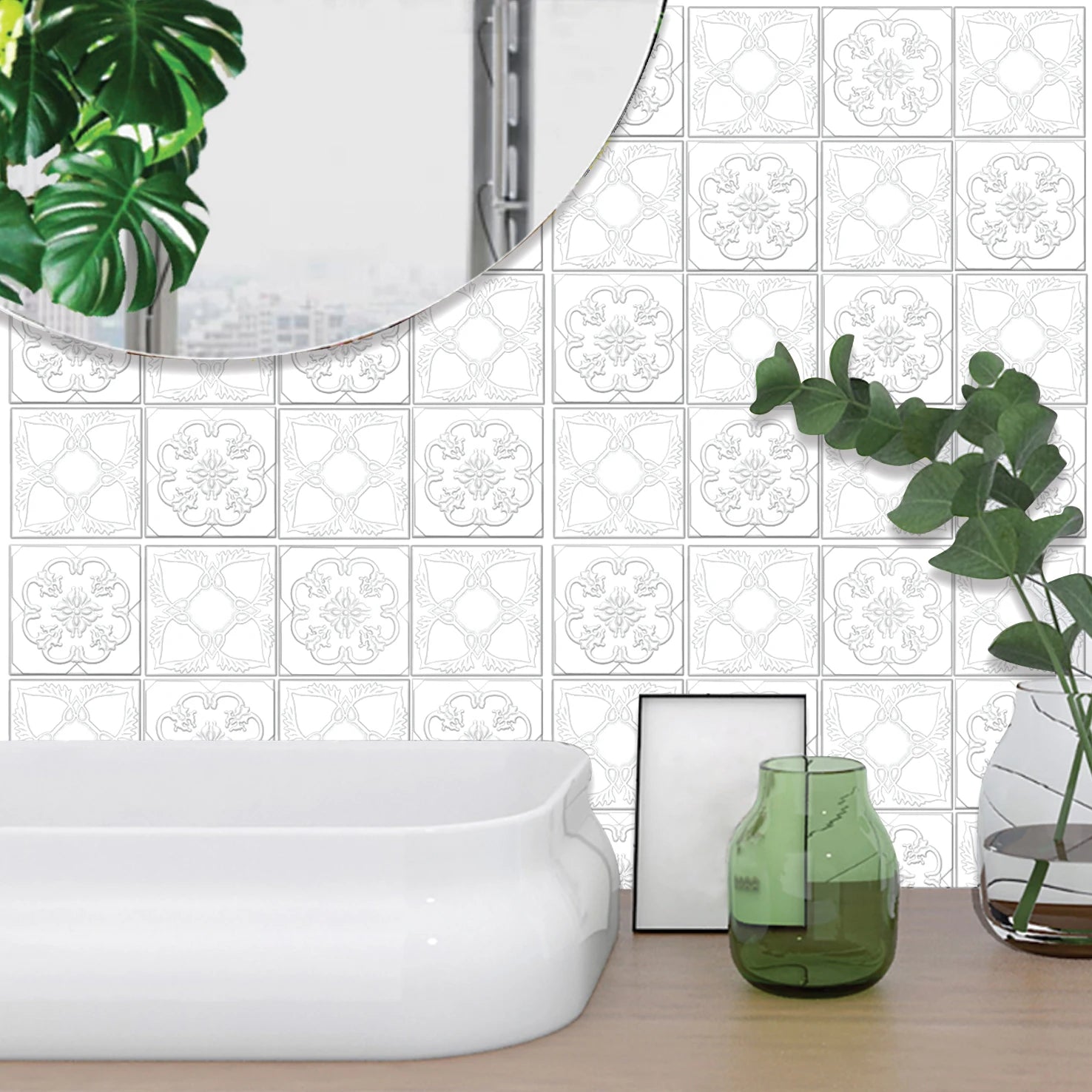 5/10Pcs Peel and Stick Tile Backsplash Thicker Design Marble Tiles 12"X12" Stick on Backsplash Self Adhesive Tiles for Any Room